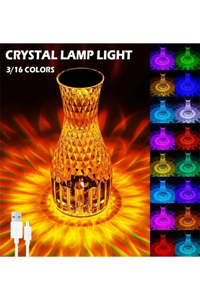 Kristal Masa Lambası Rgb Renk Değiştiren Gece Lambası 16 Renk Ve 4 Mod Dokunmatik Kontrol