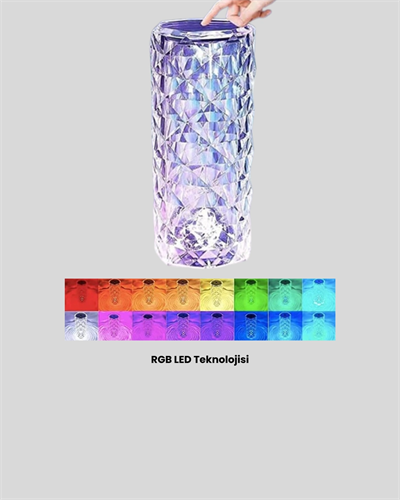 Kristal RGB LED’li Kumandalı Masa ve Gece Lambası – Renkli Işık Modlarıyla Şık Dekoratif Aydınlatma