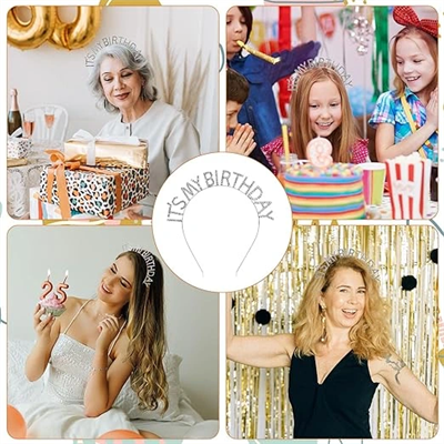 Kristal Taşlı Gümüş Renk İt's My Birthday Yazılı Doğum Günü Parti Tacı 14x16 Cm