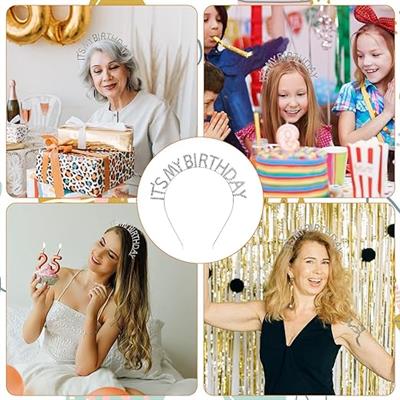 Kristal Taşlı Gümüş Renk İt's My Birthday Yazılı Doğum Günü Parti Tacı 14x16 cm (3936)