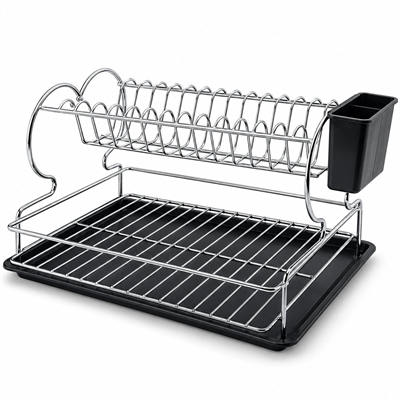 Krom - Metal 2 Katlı Tabaklık - Bulaşıklık Bx40