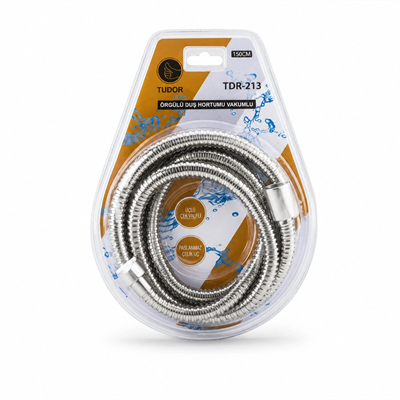Krom - Örgülü Vakumlu Duş Hortumu 150cm Vakumlu Ambalaj Bx40