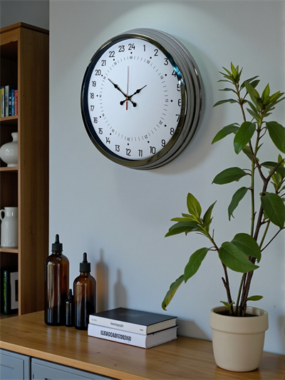 Krom 40 Cm Metal 24 Saat Göstergeli Özel Tasarım Duvar Saati