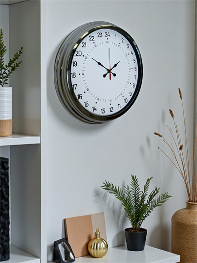 Krom 40 Cm Metal 24 Saat Göstergeli Özel Tasarım Duvar Saati