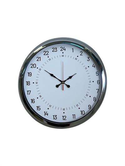 Krom 40 Cm Metal 24 Saat Göstergeli Özel Tasarım Duvar Saati
