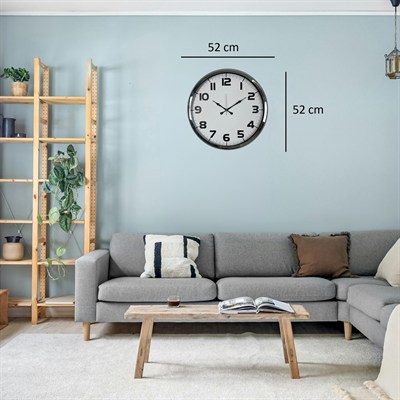Krom 52 Cm Metal Klasik Duvar Saati
