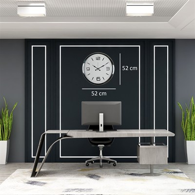 Krom 52 Cm Metal Modern Tasarım Duvar Saati