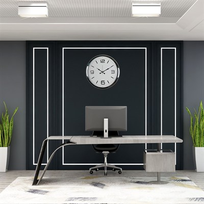 Krom 52 Cm Metal Modern Tasarım Duvar Saati