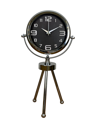 Krom Asil Üç Ayaklı Metal Masa Saati