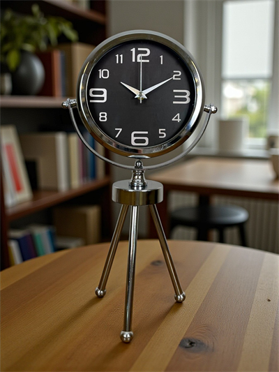 Krom Asil Üç Ayaklı Metal Masa Saati