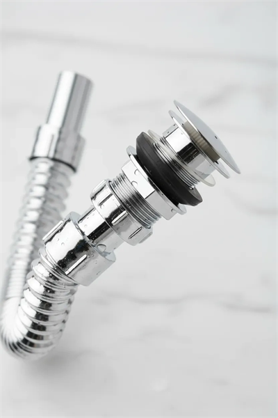 Krom Basmalı Sifon -Körüklü Sifon Bas Stoplu Lavabo Mutfak Sifonu-Paslanmaz