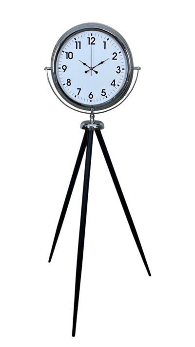 Krom Dekoratif Tasarım Tripod Ayaklı Saat