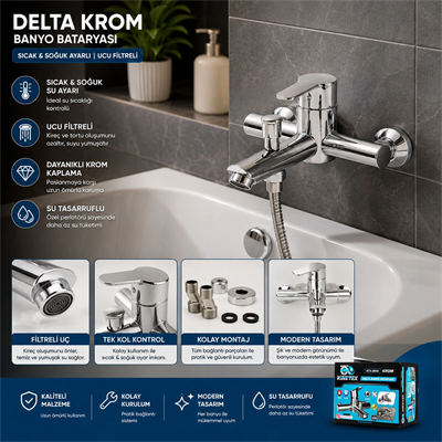 Krom Delta Banyo Bataryası Aç Kapa Ktx-2640 Bx40