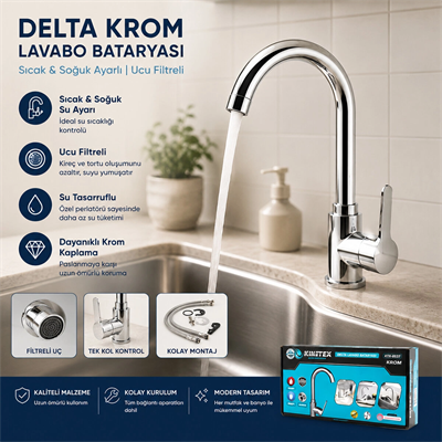 Krom Delta Lavabo Bataryası Aç Kapa Ktx-2639 Bx40