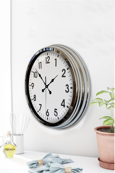 Krom Elegance 40 Cm Metal Standart Duvar Saati