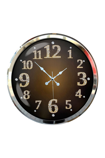 Krom Işıltılı Zaman 52 Cm Metal Duvar Saati