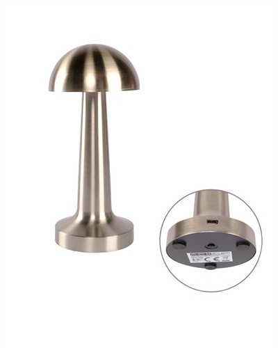 Krom Mantar Masa Lambası Dokunmatik 3 Renk LED Şarjlı Taşınabilir Gece Lambası