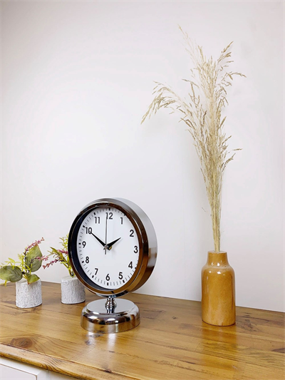 Krom Metal Lüks Masa Saati 25×20 cm