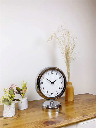 Krom Metal Lüks Masa Saati 25×20 cm