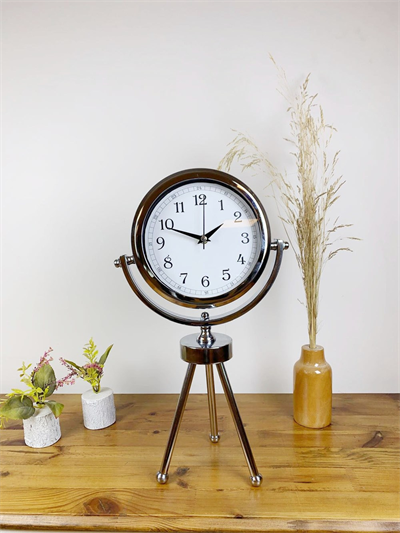 Krom Metal Mini Tripod Dekoratif Masa Saati 45×26 cm