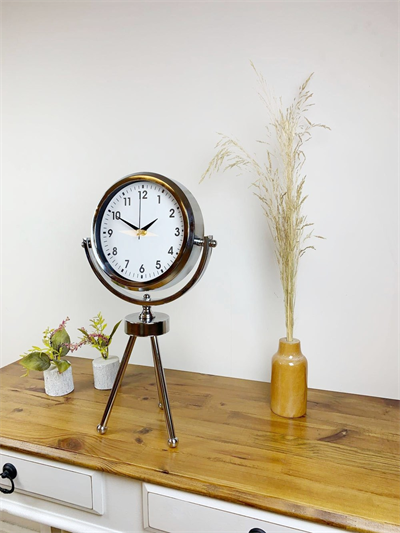 Krom Metal Mini Tripod Lüks Masa Saati 45×26 cm