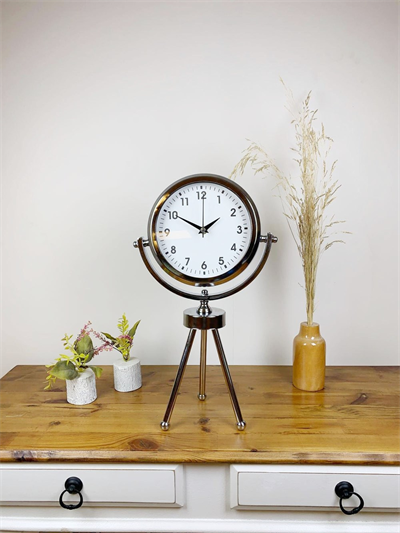 Krom Metal Mini Tripod Lüks Masa Saati 45×26 cm