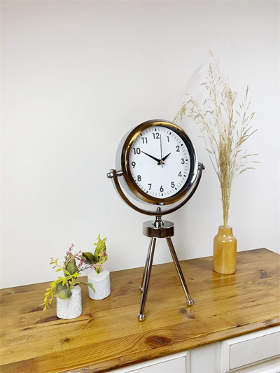 Krom Metal Mini Tripod Lüks Masa Saati 45×26 cm