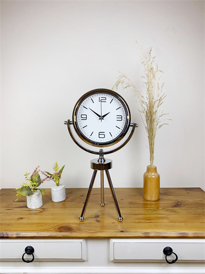 Krom Metal Mini Tripod Modern Masa Saati 45×26 cm