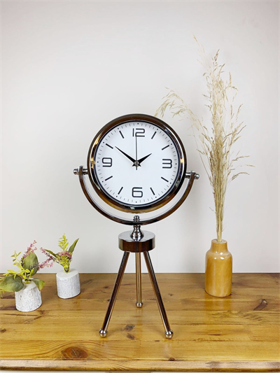 Krom Metal Mini Tripod Modern Masa Saati 45×26 cm