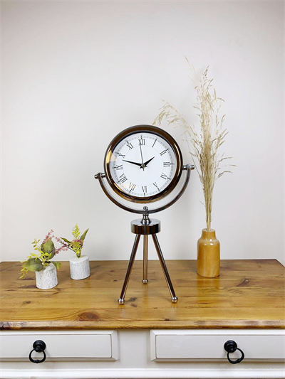 Krom Metal Mini Tripod Retro Masa Saati 45×26 cm