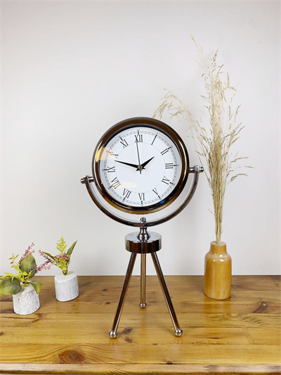 Krom Metal Mini Tripod Retro Masa Saati 45×26 cm