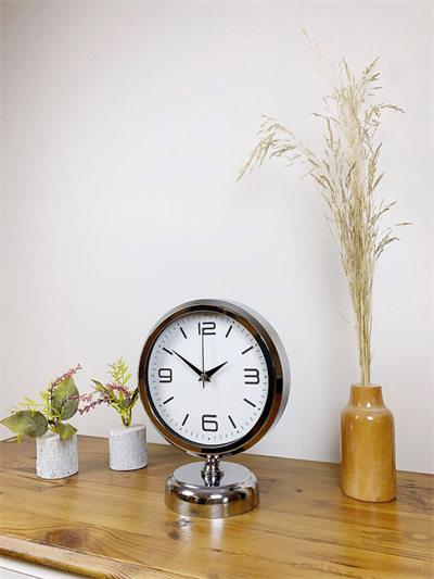 Krom Metal Modern Masa Saati 25×20 cm