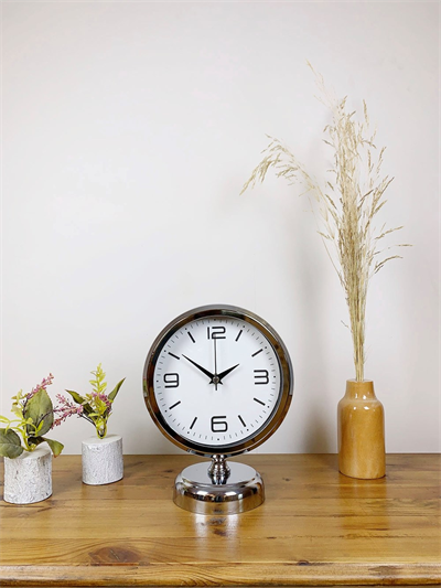 Krom Metal Modern Masa Saati 25×20 cm