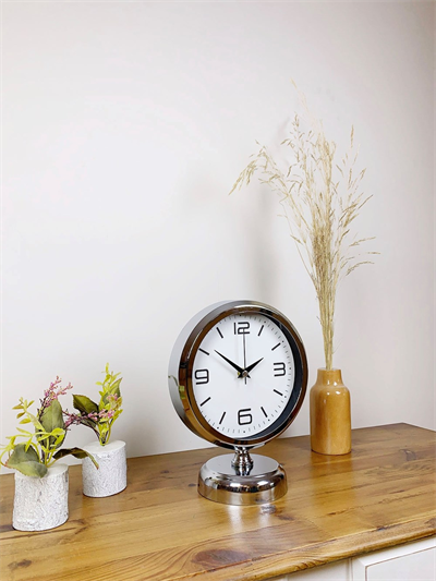 Krom Metal Modern Masa Saati 25×20 cm