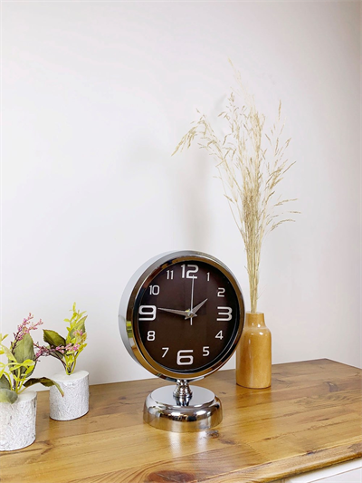 Krom Metal Tasarım Masa Saati 25×20 cm