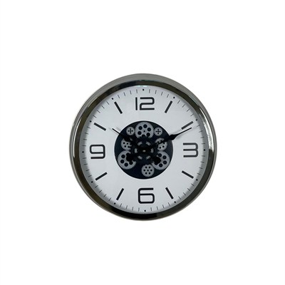 Krom Modern 60 Cm Çarklı Duvar Saati