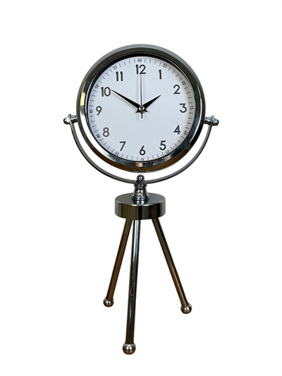 Krom Modern Classic Üç Ayaklı Metal Masa Saati