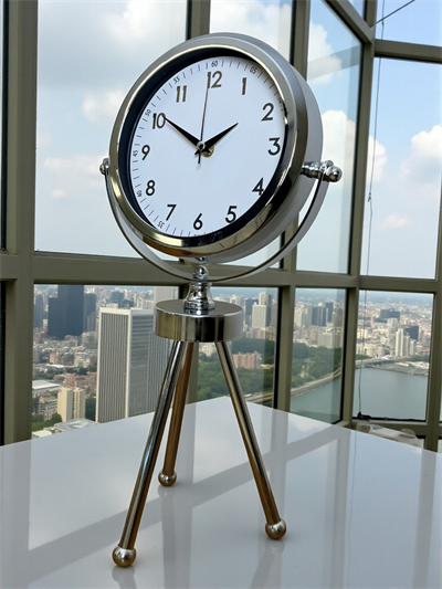 Krom Modern Classic Üç Ayaklı Metal Masa Saati