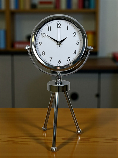 Krom Modern Classic Üç Ayaklı Metal Masa Saati