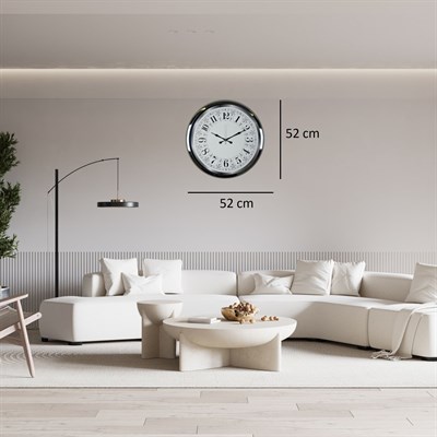 Krom Modern Desenli 52 x 52 Cm Duvar Saati