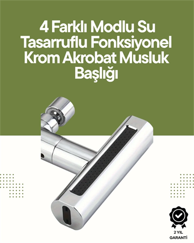 Krom Musluk Başlığı | 4ü 1 Arada Su Çıkışı | Kolay Montajlı