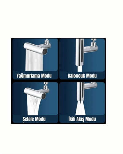 Krom Musluk Başlığı | 4ü 1 Arada Su Çıkışı | Kolay Montajlı