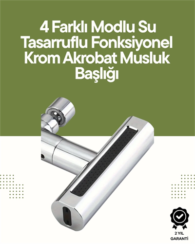 Krom Musluk Başlığı | 4ü 1 Arada Su Çıkışı | Kolay Montajlı