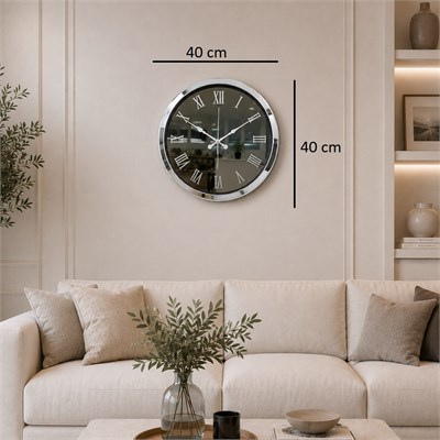 Krom Platinum Aynalı 40 x 40 Cm Duvar Saati