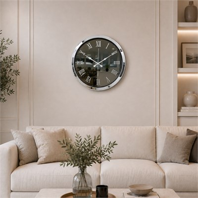 Krom Platinum Aynalı 40 x 40 Cm Duvar Saati