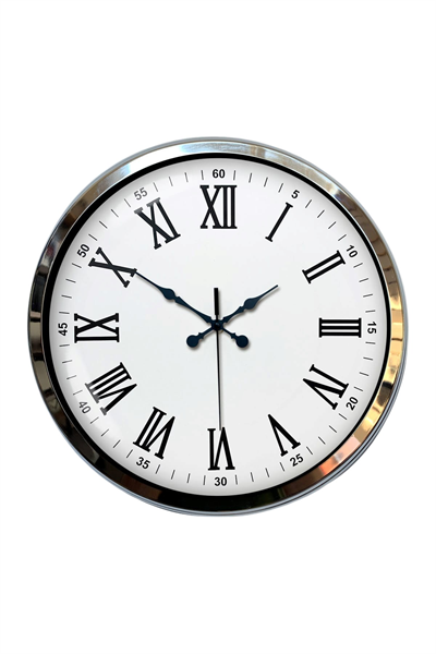 Krom Roma Rakamlı 40 Cm Metal Modern Duvar Saati