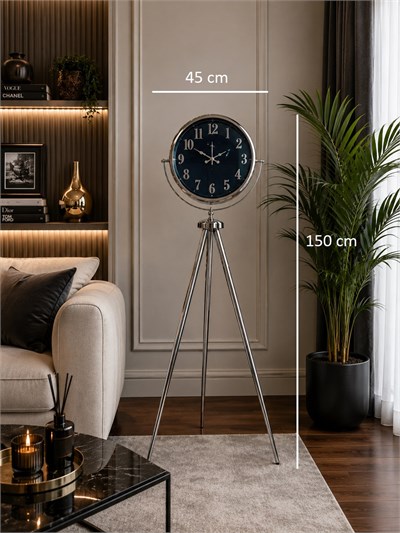 Krom Royal Aynalı Tripod 150 x 45 Cm Ayaklı Saat