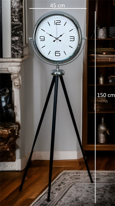 Krom Sade & Şık Tripod Ayaklı Saat