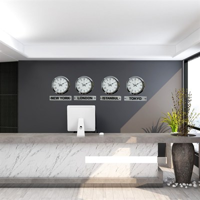 Krom Series 36 Cm Metal Tabelalı Dünya Saatleri Seti