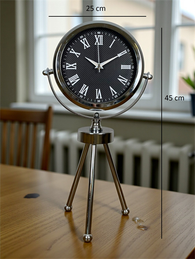 Krom Şık Üç Ayaklı Masa Saati